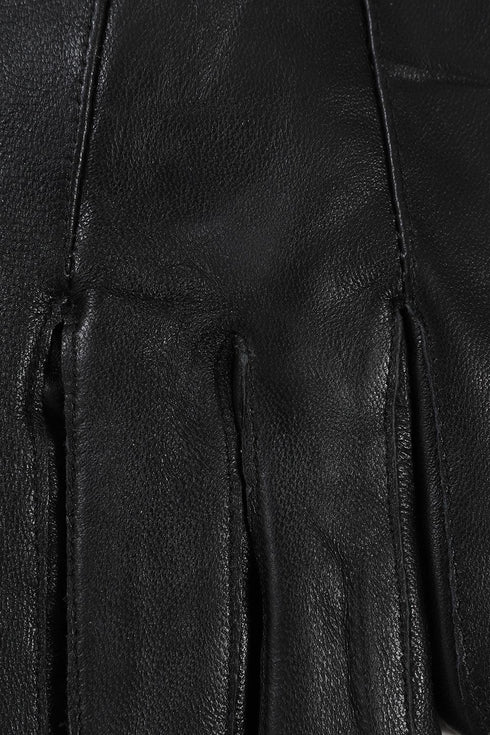 Women's Black Leather Gloves with Bow - London Leathers Direct