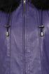 Purple leather hip length coat with detachable fur hood and drawstring by LLD Original