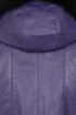 Purple leather hip length coat with detachable fur trimmed hood and drawstring detail by LLD Original