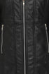 Women's black leather long biker jacket by LLD Original, featuring a classic design and available in sizes 8-18.