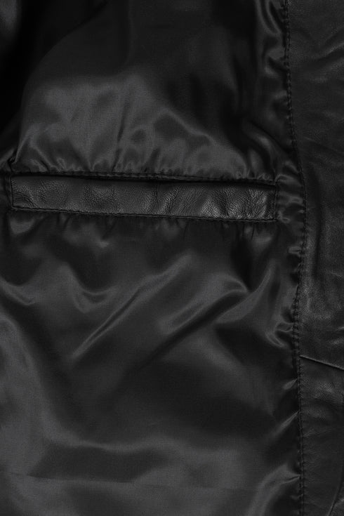 Women’s Black Real Nappa Leather Long Biker Jacket – Linda