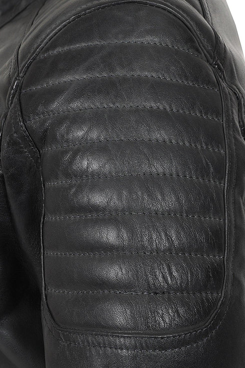 Men's Black, Brown, Grey Leather Racer Biker Style - CHARLIE - London Leathers Direct