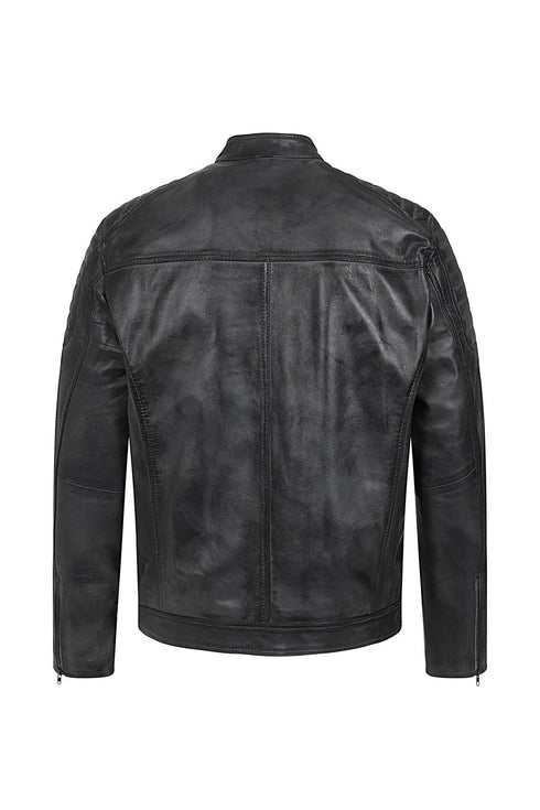 Men's Black, Brown, Grey Leather Racer Biker Style - CHARLIE - London Leathers Direct