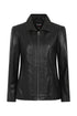 DEBBIE classic black nappa leather jacket for women with YKK zip and collar, available in sizes 8, 10, 12