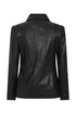 Classic black nappa leather jacket for women with YKK zip and collar, by LLD Original.