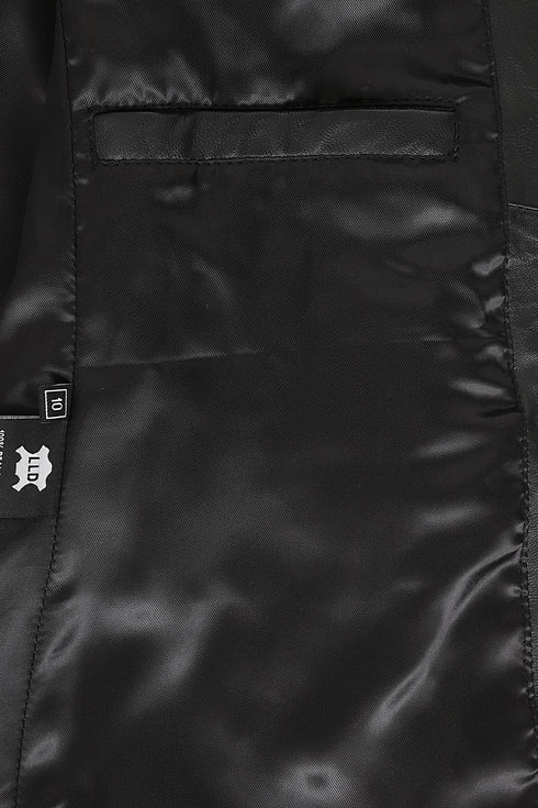 Classic black nappa leather jacket for women with YKK zip and collar by LLD Original