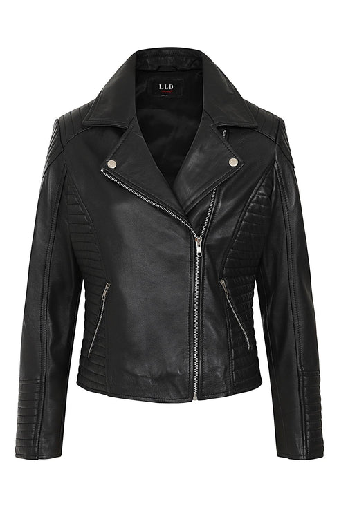 Women's Biker Style Leather Jacket - LUCY - London Leathers Direct