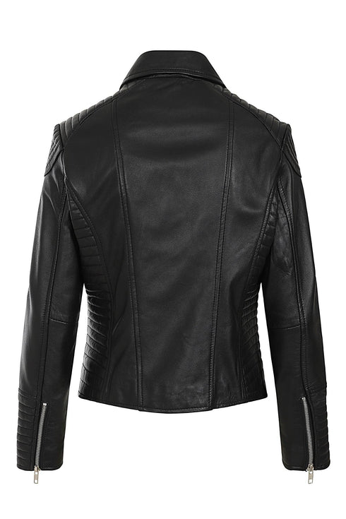 Women's Biker Style Leather Jacket - LUCY - London Leathers Direct