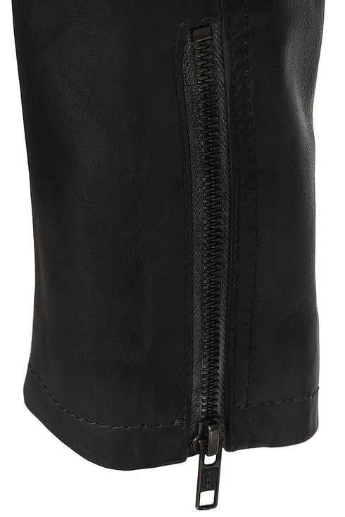 Men's Black, Brown, Grey Leather Racer Biker Style - CHARLIE - London Leathers Direct