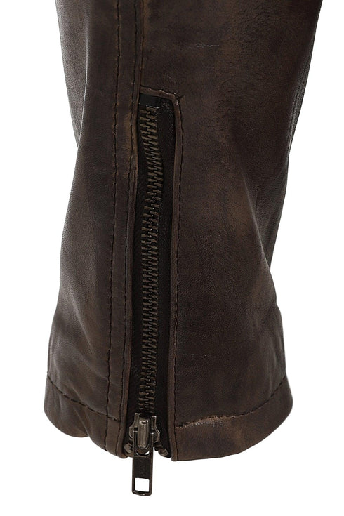 Men's Black, Brown, Grey Leather Racer Biker Style - CHARLIE - London Leathers Direct