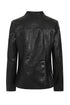 Black genuine nappa leather jacket with V-neck and zip up front from LLD Original