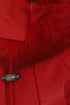 Women's Red Nappa Leather Coat with Detachable Fur Hood - CARLA