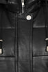 Black leather quilted gilet with detachable hood, available in sizes 8-18, by LLD Original