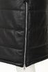 Black leather long quilted gilet with detachable hood for women by LLD Original