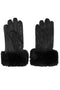 Black genuine Nappa leather gloves with fur cuff and warm lining by LLD Original