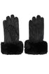 Black genuine Nappa leather gloves with fur cuff and warm lining by LLD Original