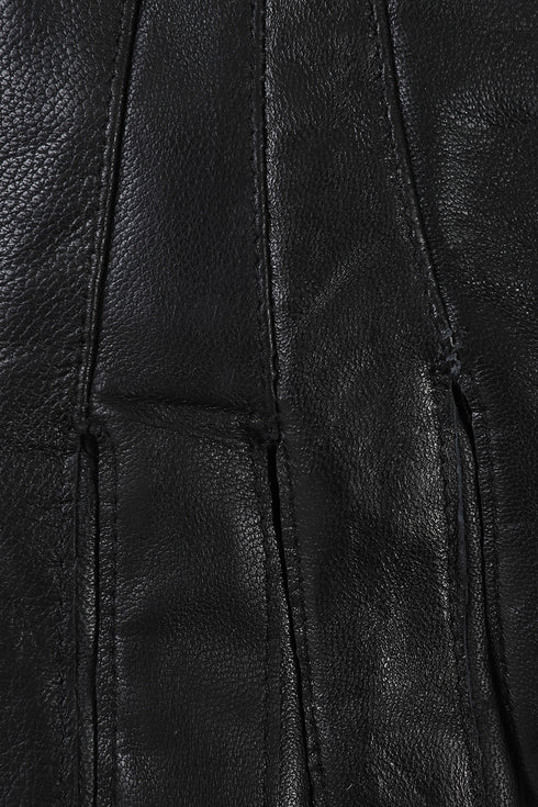 Women's black genuine nappa leather gloves with warm lining and fur cuff by LLD Original