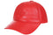 Red nappa leather baseball cap with curved peak and adjustable strap by LLD Original