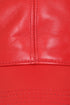 Red Nappa leather baseball cap with curved peak and adjustable strap by LLD Original