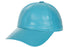 Turquoise leather baseball cap by LLD Original with soft lamb nappa and curved peak, adjustable velcro strap.