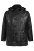 Men's Real Genuine Leather Classic Duffle Coat Jacket with Detachable Hood - Olly - London Leathers Direct