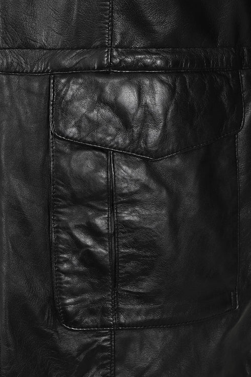 Men's Real Genuine Leather Classic Duffle Coat Jacket with Detachable Hood - Olly - London Leathers Direct