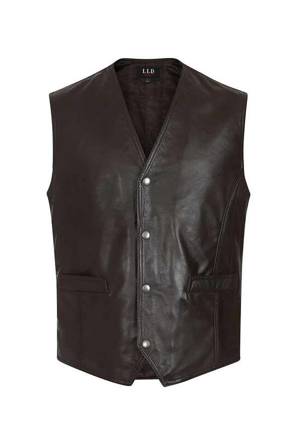 Men's Leather Classic Waistcoat Black, Brown, Tan  - TEDDY - London Leathers Direct