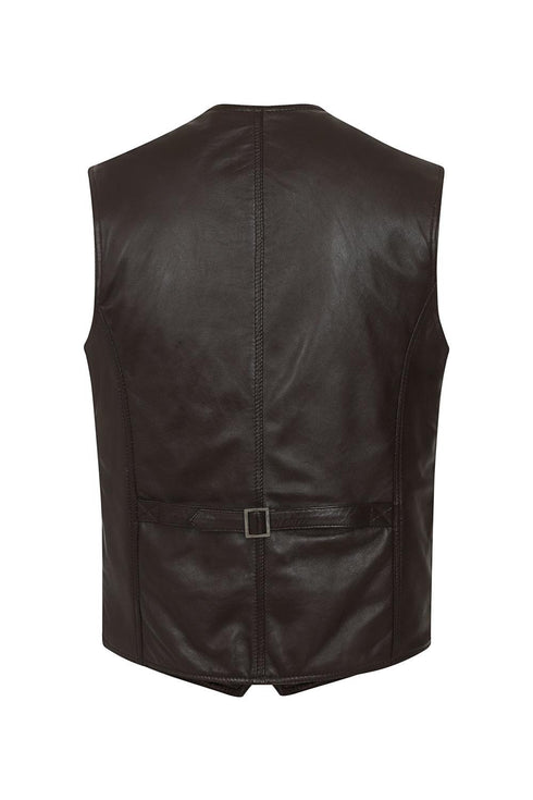 Men's Leather Classic Waistcoat Black, Brown, Tan - TEDDY - London Leathers Direct