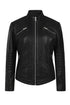 Black lamb nappa leather biker jacket with stand-up collar by LLD Original, available in multiple sizes.