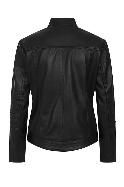 ALMA black lamb nappa leather biker jacket with stand up collar by LLD Original