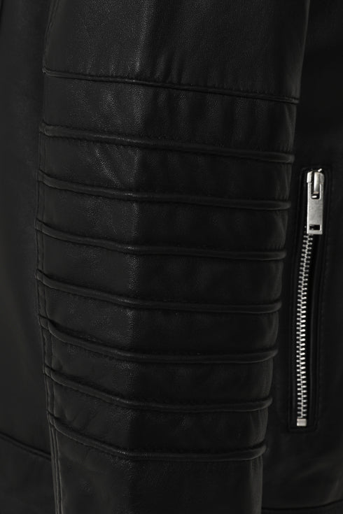 ALMA black lamb nappa leather biker jacket with stand-up collar by LLD Original