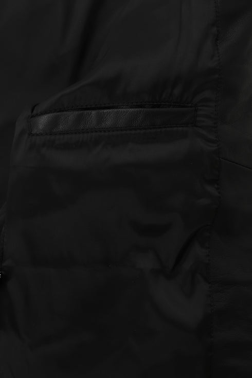 ALMA black lamb nappa leather biker jacket with stand-up collar by LLD Original, sizes 8-10-12 available