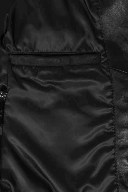 Women’s Black Real Nappa Leather Biker Jacket – Suzy