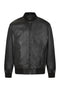 Luxury black nappa leather bomber jacket for men by LLD Original, available in sizes 2XL to 5XL