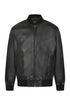 Luxury black nappa leather bomber jacket for men by LLD Original, available in sizes 2XL to 5XL