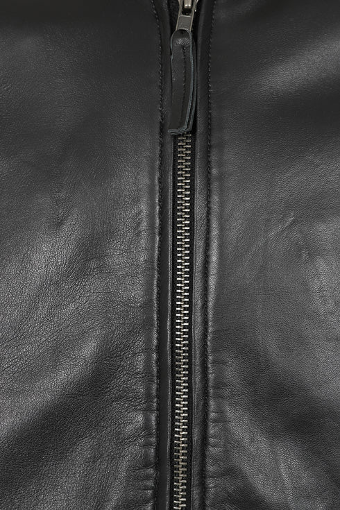 LLD Original BARRY men's black nappa leather bomber jacket, classic style, available in multiple sizes.