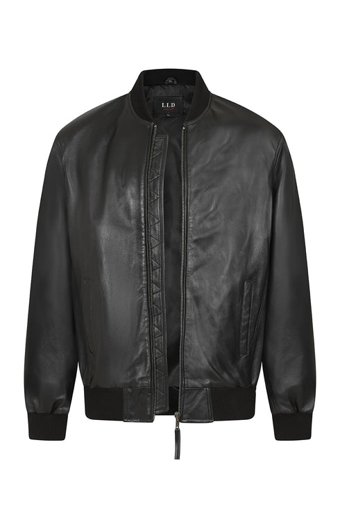 BARRY Men's Classic Black Nappa Leather Bomber Jacket - Luxury