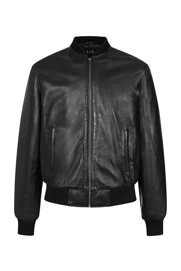 Men's Classic Black, Tan, Brown Genuine Leather Bomber Jacket - BOBBY - London Leathers Direct