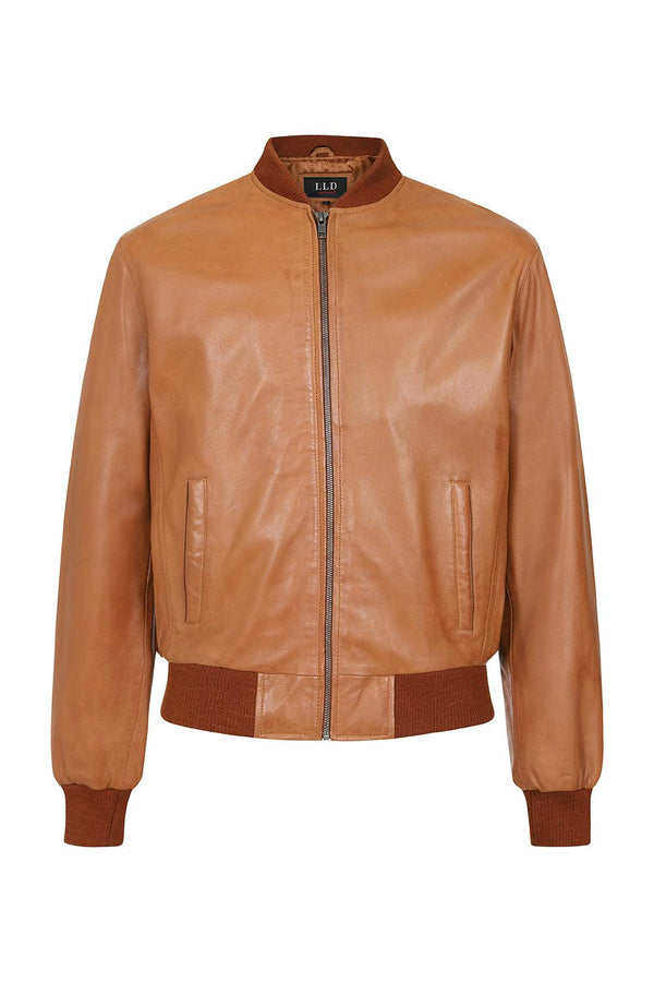 Men's Classic Black, Tan, Brown Genuine Leather Bomber Jacket - BOBBY - London Leathers Direct