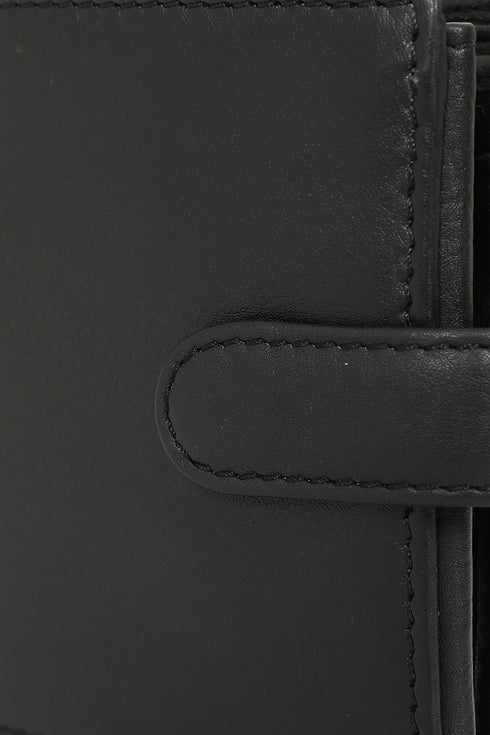 LLD Original genuine nappa leather bifold wallet in black and brown, featuring multiple card slots.