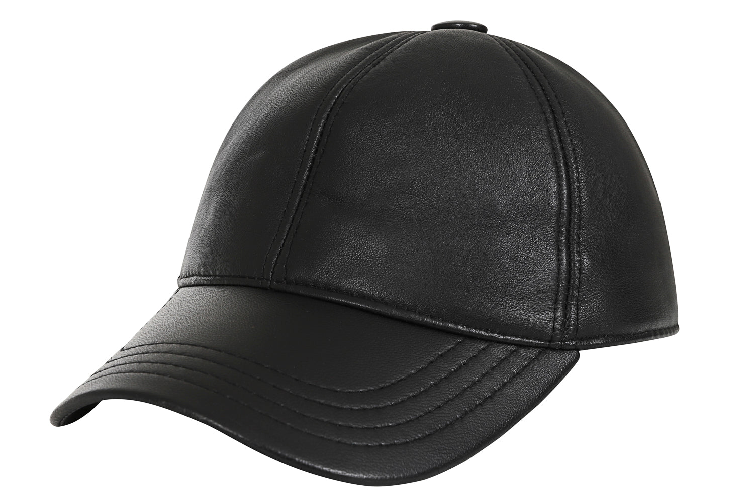 Plain black leather cap shop