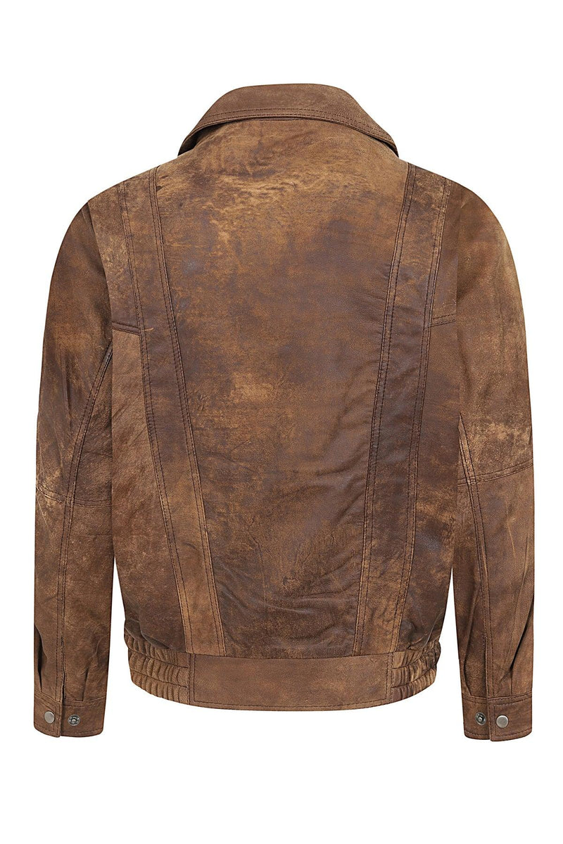 Henry Money Leather Blouson, Men's Size L genuine leather black type Vintage Second Hand