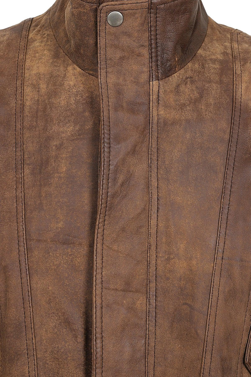 Swing top type leather blouson, men's size L genuine leather brown type Vintage Second Hand